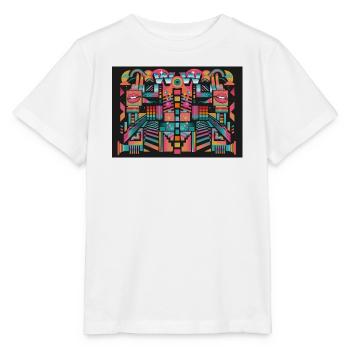 Psychedelischer WOW Mosaik Print - Stanley/Stella Kinder T-Shirt MINI CREATOR  - Weiß - Vorne - Maike (125cm)