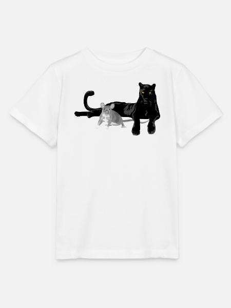 Schwarzer Panther und graue Maus Silhouette - Stanley/Stella Kinder T-Shirt MINI CREATOR - Weiß