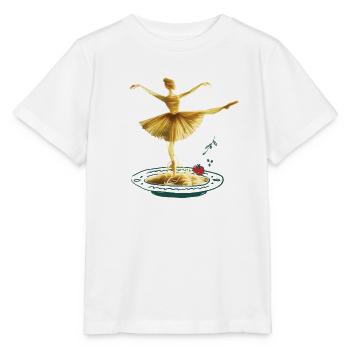 Spaghetti Ballerina mit Tomate & Basilikum Kunst - Stanley/Stella Kinder T-Shirt MINI CREATOR  - Weiß - Vorne - Maike (125cm)