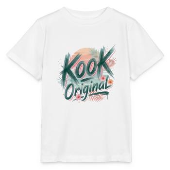 Kook Original Surf Aquarell Sonnenuntergangspalmen - Stanley/Stella Kinder T-Shirt MINI CREATOR  - Weiß - Vorne - Maike (125cm)