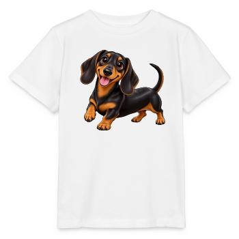 Lächelnder Dackel Cartoon - Stanley/Stella Kinder T-Shirt MINI CREATOR  - Weiß - Vorne - Maike (125cm)