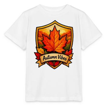 Herbstlaub Shield Vibes - Stanley/Stella Kinder T-Shirt MINI CREATOR  - Weiß - Vorne - Maike (125cm)