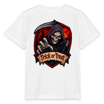 Sensenmann Halloween Schild - Stanley/Stella Kinder T-Shirt MINI CREATOR  - Weiß - Vorne - Maike (125cm)