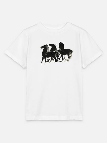 Wild_Black_Horses_Brush_Ink_Sketch - Stanley/Stella Kinder T-Shirt MINI CREATOR - Weiß