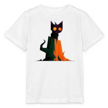 Spooky Geometry Cat - Stanley/Stella Kinder T-Shirt MINI CREATOR  - Weiß - Vorne - Maike (125cm)