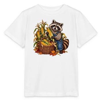 Waschbär bei der Maisernte - Stanley/Stella Kinder T-Shirt MINI CREATOR  - Weiß - Vorne - Maike (125cm)