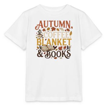 Herbst Vibes – Autumn, Coffee, Blanket & Books Pre - Stanley/Stella Kinder T-Shirt MINI CREATOR  - Weiß - Vorne - Maike (125cm)