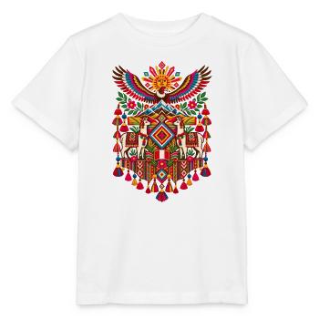 Peru | Lamas, Anden & Textilmuster - Stanley/Stella Kinder T-Shirt MINI CREATOR  - Weiß - Vorne - Maike (125cm)
