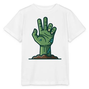 Grüne Zombie-Hand taucht aus dem Boden auf - Stanley/Stella Kinder T-Shirt MINI CREATOR  - Weiß - Vorne - Maike (125cm)
