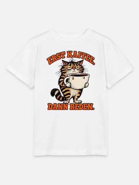 Erst Kaffee Dann Reden – Grumpy Katze - Stanley/Stella Kinder T-Shirt MINI CREATOR  - Weiß