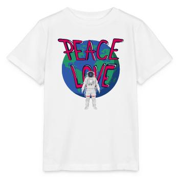 Frieden im All: Erde und Astronaut - Stanley/Stella Kinder T-Shirt MINI CREATOR  - Weiß - Vorne - Maike (125cm)