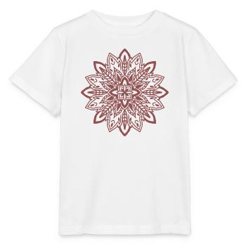 Karmesinrote Mandala-Blüte - Stanley/Stella Kinder T-Shirt MINI CREATOR  - Weiß - Vorne - Maike (125cm)