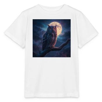 Mondlichteule am Nachthimmel - Stanley/Stella Kinder T-Shirt MINI CREATOR  - Weiß - Vorne - Maike (125cm)