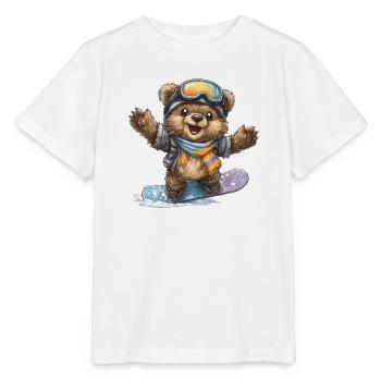 Snowboardbär im Winter - Stanley/Stella Kinder T-Shirt MINI CREATOR  - Weiß - Vorne - Maike (125cm)