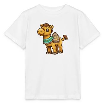 Kamel mit buntem Halsschmuck - Stanley/Stella Kinder T-Shirt MINI CREATOR  - Weiß - Vorne - Maike (125cm)