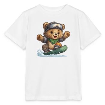 Bär auf Snowboard – Abenteuerzeit - Stanley/Stella Kinder T-Shirt MINI CREATOR  - Weiß - Vorne - Maike (125cm)