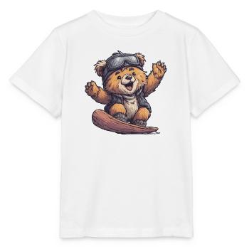 Skateboard-Bär mit Sonnenbrille - Stanley/Stella Kinder T-Shirt MINI CREATOR  - Weiß - Vorne - Maike (125cm)