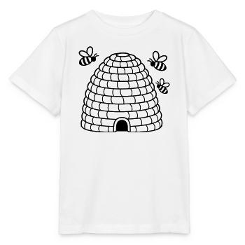 Bienenkorb mit Bienen – Imker Honig - Stanley/Stella Kinder T-Shirt MINI CREATOR  - Weiß - Vorne - Maike (125cm)