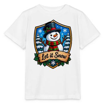Let it Snow Schneemann Shield - Stanley/Stella Kinder T-Shirt MINI CREATOR  - Weiß - Vorne - Maike (125cm)