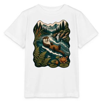 Otter im Waldfluss - Stanley/Stella Kinder T-Shirt MINI CREATOR  - Weiß - Vorne - Maike (125cm)