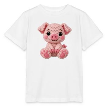 Häkelkuschel Schwein Rosa - Stanley/Stella Kinder T-Shirt MINI CREATOR  - Weiß - Vorne - Maike (125cm)