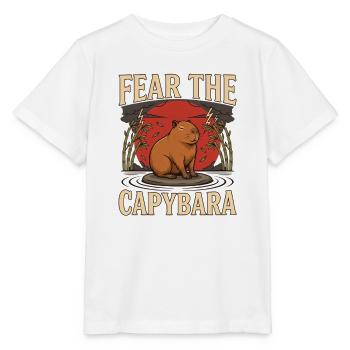 Fear the Capybara – Lustiges Vintage-Tierdesign - Stanley/Stella Kinder T-Shirt MINI CREATOR  - Weiß - Vorne - Maike (125cm)