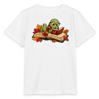 Niedlicher Bücherwurm im Herbst - Stanley/Stella Kinder T-Shirt MINI CREATOR  - Weiß - Vorne - Maike (125cm)
