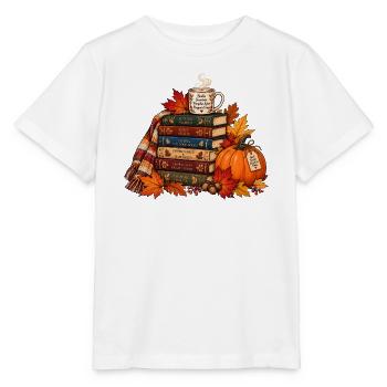 Gemütlicher Herbst Bücherstapel - Stanley/Stella Kinder T-Shirt MINI CREATOR  - Weiß - Vorne - Maike (125cm)