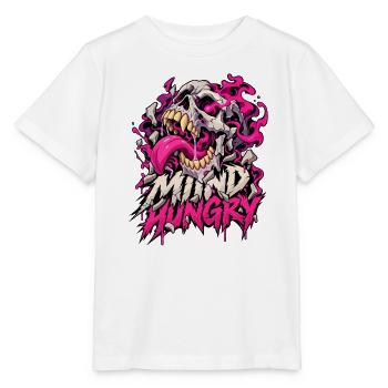 Mind Hunger Schädel in Pink Flammen - Stanley/Stella Kinder T-Shirt MINI CREATOR  - Weiß - Vorne - Maike (125cm)