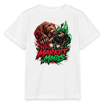 Markt Minds: Bullen vs Bären - Stanley/Stella Kinder T-Shirt MINI CREATOR  - Weiß - Vorne - Maike (125cm)