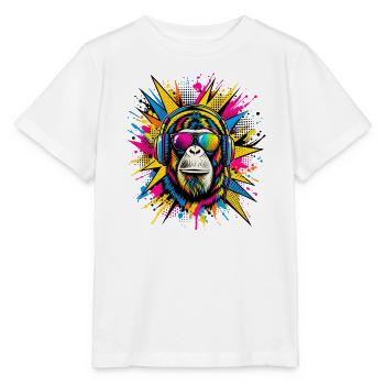 Pop Art Schimpanse - Stanley/Stella Kinder T-Shirt MINI CREATOR  - Weiß - Vorne - Maike (125cm)