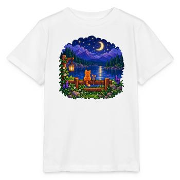 Mondnacht am See: Katze & Maus - Stanley/Stella Kinder T-Shirt MINI CREATOR  - Weiß - Vorne - Maike (125cm)