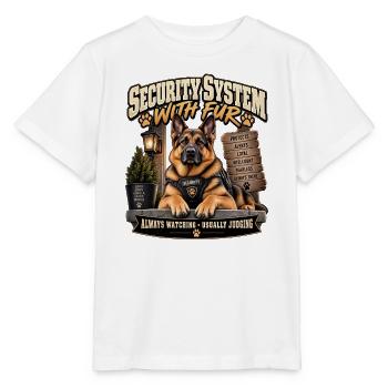 Sicherheitssystem mit Pelz-Wachhund - Stanley/Stella Kinder T-Shirt MINI CREATOR  - Weiß - Vorne - Maike (125cm)