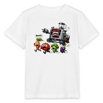 Zeichentrick-Gemüsejagdroboter - Stanley/Stella Kinder T-Shirt MINI CREATOR  - Weiß - Vorne - Maike (125cm)