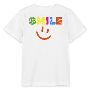Smile Farbexplosion, Gute Laune Shirt, Statement  - Stanley/Stella Kinder T-Shirt MINI CREATOR  - Weiß - Vorne - Maike (125cm)