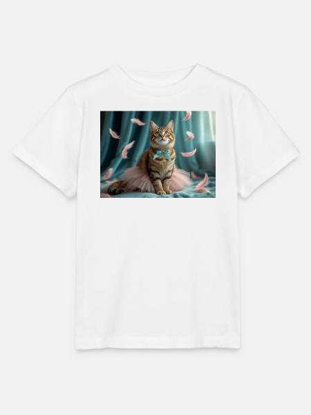 Pastellblaue Tutu-Katze - Stanley/Stella Kinder T-Shirt MINI CREATOR  - Weiß