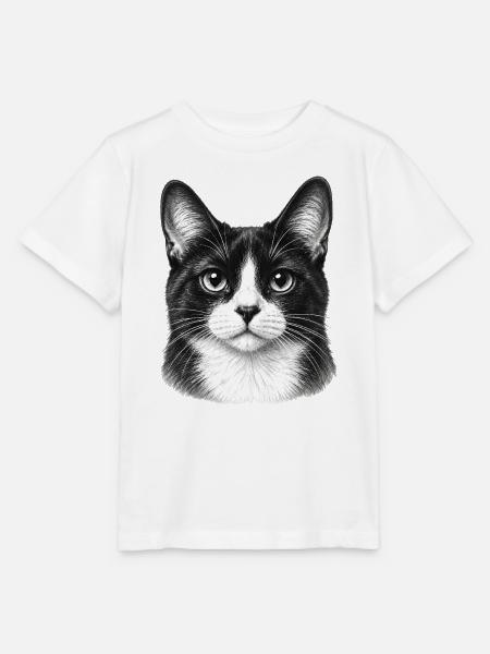 Schwarzweiß Katzenporträt - Stanley/Stella Kinder T-Shirt MINI CREATOR - Weiß