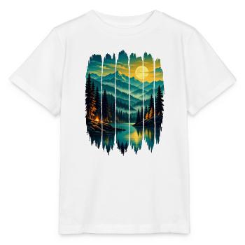 Sonnenbeschienene Kiefern am Mountain Lake - Stanley/Stella Kinder T-Shirt MINI CREATOR  - Weiß - Vorne - Maike (125cm)