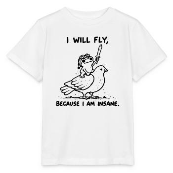 I Will Fly Because I Am Insane - Frosch auf Taube - Stanley/Stella Kinder T-Shirt MINI CREATOR  - Weiß - Vorne - Maike (125cm)