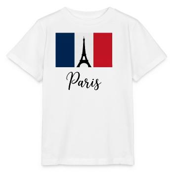Paris Tricolore & Eiffelturm-Silhouette - Stanley/Stella Kinder T-Shirt MINI CREATOR  - Weiß - Vorne - Maike (125cm)