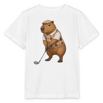 Capybara spielt Golf  - Stanley/Stella Kinder T-Shirt MINI CREATOR  - Weiß - Vorne - Maike (125cm)