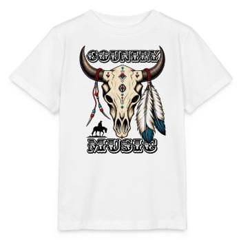 Country Music – Western Bull Skull - Stanley/Stella Kinder T-Shirt MINI CREATOR  - Weiß - Vorne - Maike (125cm)