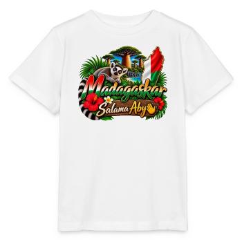 Madagaskar Lemur Tropen Flair - Stanley/Stella Kinder T-Shirt MINI CREATOR  - Weiß - Vorne - Maike (125cm)