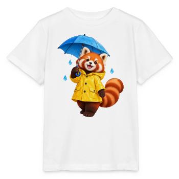 Regenmantel-Rotpanda mit Regenschirm - Stanley/Stella Kinder T-Shirt MINI CREATOR  - Weiß - Vorne - Maike (125cm)