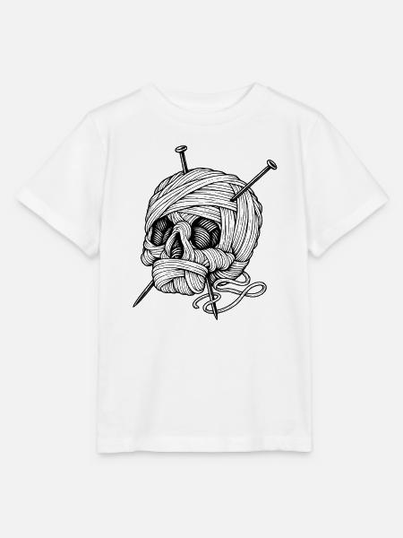 Wool Ball Skull – Gotische Strickkunst - Stanley/Stella Kinder T-Shirt MINI CREATOR - Weiß