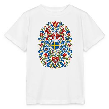 Schweden | Dalapferd & Volkskunst - Stanley/Stella Kinder T-Shirt MINI CREATOR  - Weiß - Vorne - Maike (125cm)