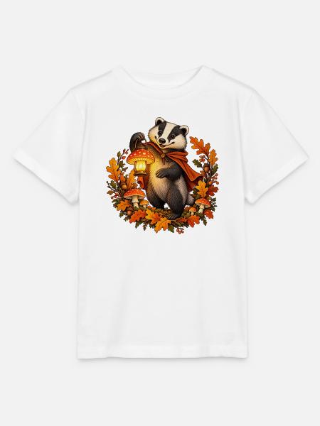 Dachs mit leuchtender Pilzlaterne - Stanley/Stella Kinder T-Shirt MINI CREATOR  - Weiß