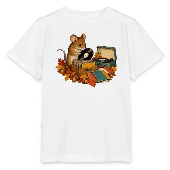 Maus sammelt Schallplatten - Stanley/Stella Kinder T-Shirt MINI CREATOR  - Weiß - Vorne - Maike (125cm)