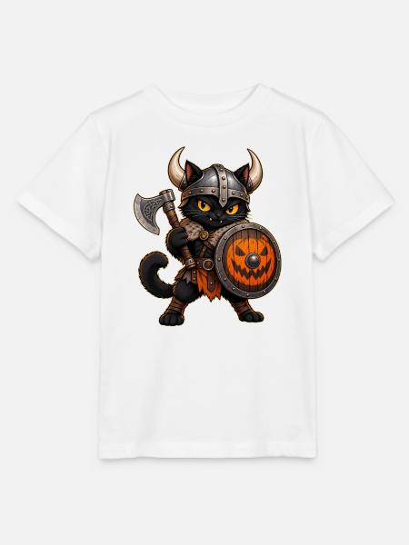 Halloween-Wikingerkatze - Stanley/Stella Kinder T-Shirt MINI CREATOR  - Weiß