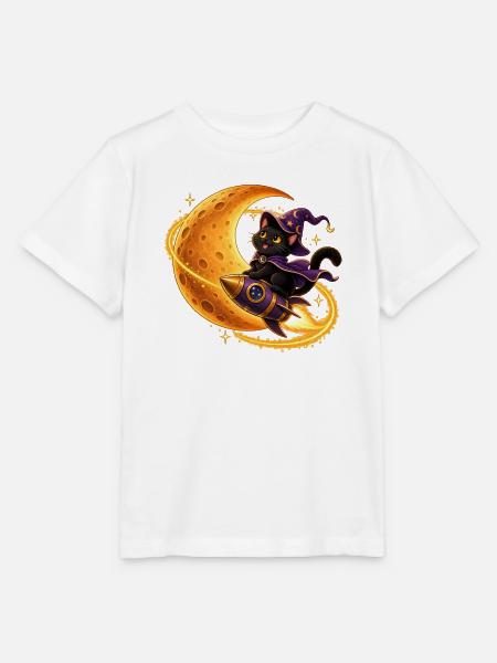 Zauberer-Katzen-Rakete - Stanley/Stella Kinder T-Shirt MINI CREATOR - Weiß
